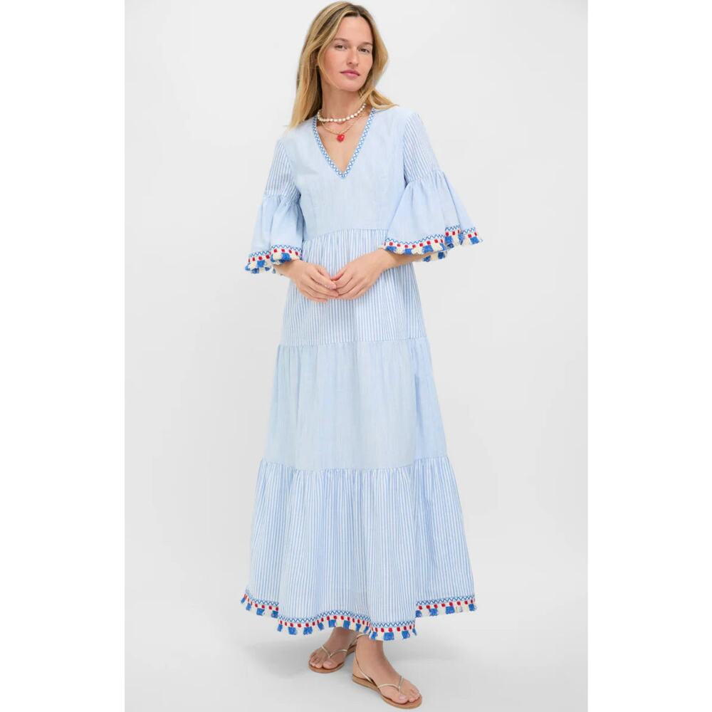 Tuckernuck Chambray Stripe Tassel Ginger Dress size XXXL 3XL